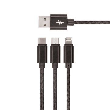 Setty 3/1 kabelis USB - Lightning + USB-C + microUSB 1,0 m 2A KN3W1-01 melns