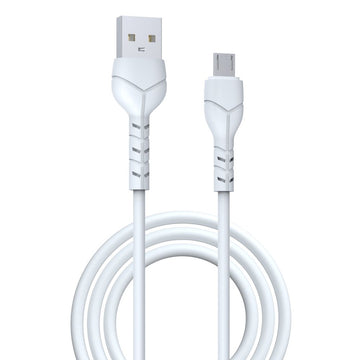 Devia kabelis Kintone EC144 USB - MicroUSB 1,0 m 2,1A, balts