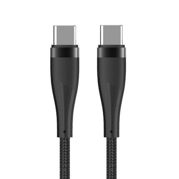 Maxlife MXUC-08 kabelis USB-C - USB-C 1,0 m 100W melns neilons