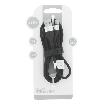 Setty kabelis USB - USB-C 1,2 m 2A KNA-C-1.221, melns