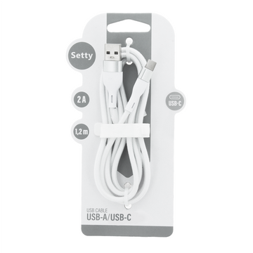 Setty kabelis USB - USB-C 1,2 m 2A KSA-C-1.220, balts
