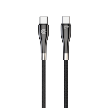 Forever kabelis Sleek USB-C - USB-C 1,0 m 60W, melns