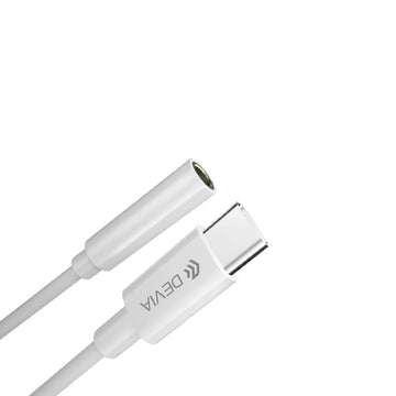 Devia adapteris EC608 USB-C - jack 3,5mm, balts