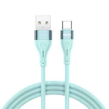 BWOO Kabelis USB - USB-C 1m 3A Minimālisma Silikona Zaļš X280C