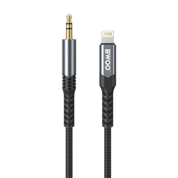 BWOO kabelis AUX 3.5mm - Lightning BO-AUX068, melns