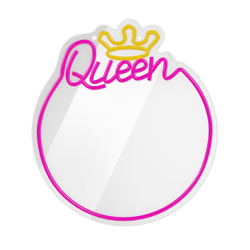 Neon spogulis LED QUEEN silti balts, rozā FMNE04 Forever Light