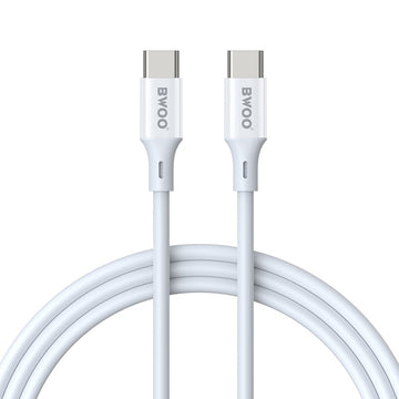 BWOO kabelis USB-C - USB-C 2m 60W ABS + TPE, balts