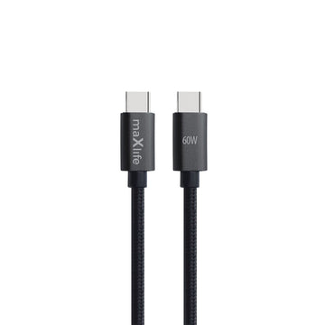 Maxlife kabelis MXUC-12 USB-C - USB-C 1,0 m 60W, melns