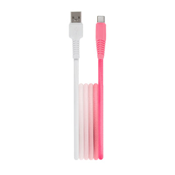Setty kabelis USB - USB-C 1,5 m 3A KGA-C-1.5320 balts-rozā gradienta