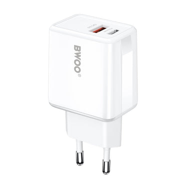 BWOO tīkla lādētājs CDA182 QC 38W 1x USB-A + 1x USB-C, balts