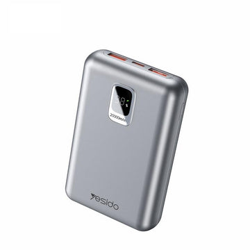 Yesido ārējā baterija YP47 20 000 mAh 22,5 W + PD 20 W ar LED indikatoru, sudraba