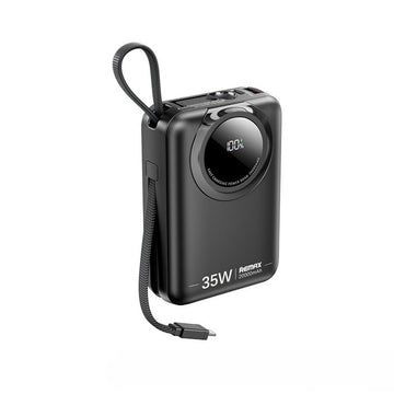 Remax ārējā baterija Scuba Series 20000mAh RPP-73 35W ar vadiem, melna