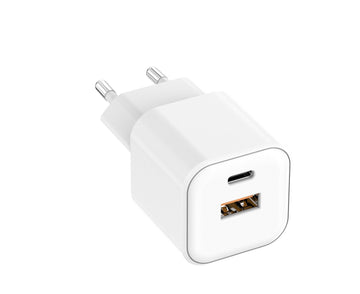 Setty tīkla lādētājs USB-A + USB-C 20W LSGaN-AC-200, balts