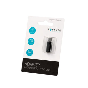 Forever adapteris microUSB - USB-C, melns