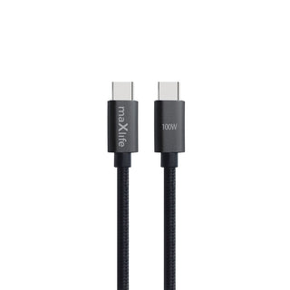 Maxlife MXUC-12 USB-C – USB-C kabelis, 3,0 m, 100 W, melns