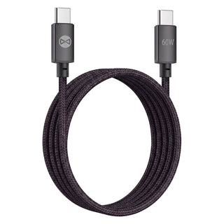 Forever Vibe USB-C – USB-C kabelis, 1,0 m, 60 W, tumši pelēks