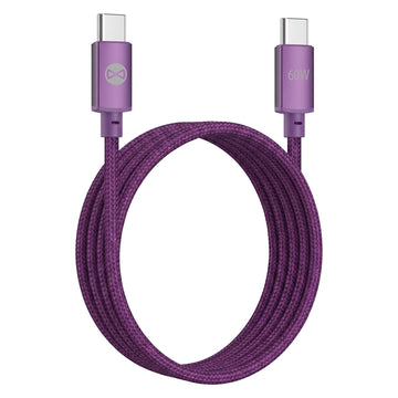 Forever Vibe USB-C – USB-C kabelis, 1,0 m, 60 W, tumši ķiršu krāsā