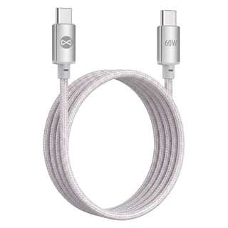 Forever Vibe USB-C – USB-C kabelis, 1,0 m, 60 W, sudraba krāsā