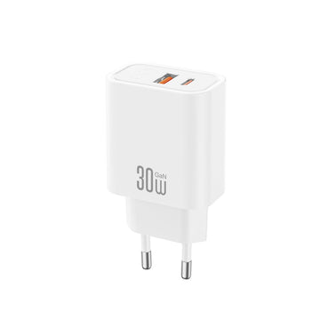 XO sienas lādētājs CE42 PD 30 W, 1x USB-C, 1x USB, balts