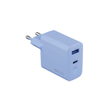 Forever Vibe-TC45AC GaN PD QC lādētājs, 1x USB-C, 1x USB, 45 W, debeszils