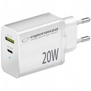 Esperanza EZC105W Lādētājs Type C 20W + USB QC3.0 18W