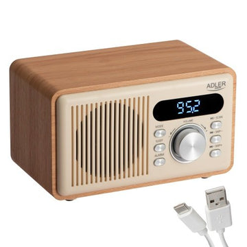 Modinātājs ar radio, Bluetooth 5.3, FM radio, modinātāju, MP3 atskaņotāju ar USB un TF karti, LED displeju, 1200 mAh akumulatoru, USB-C, 3,5 mm austiņu ligzdu,