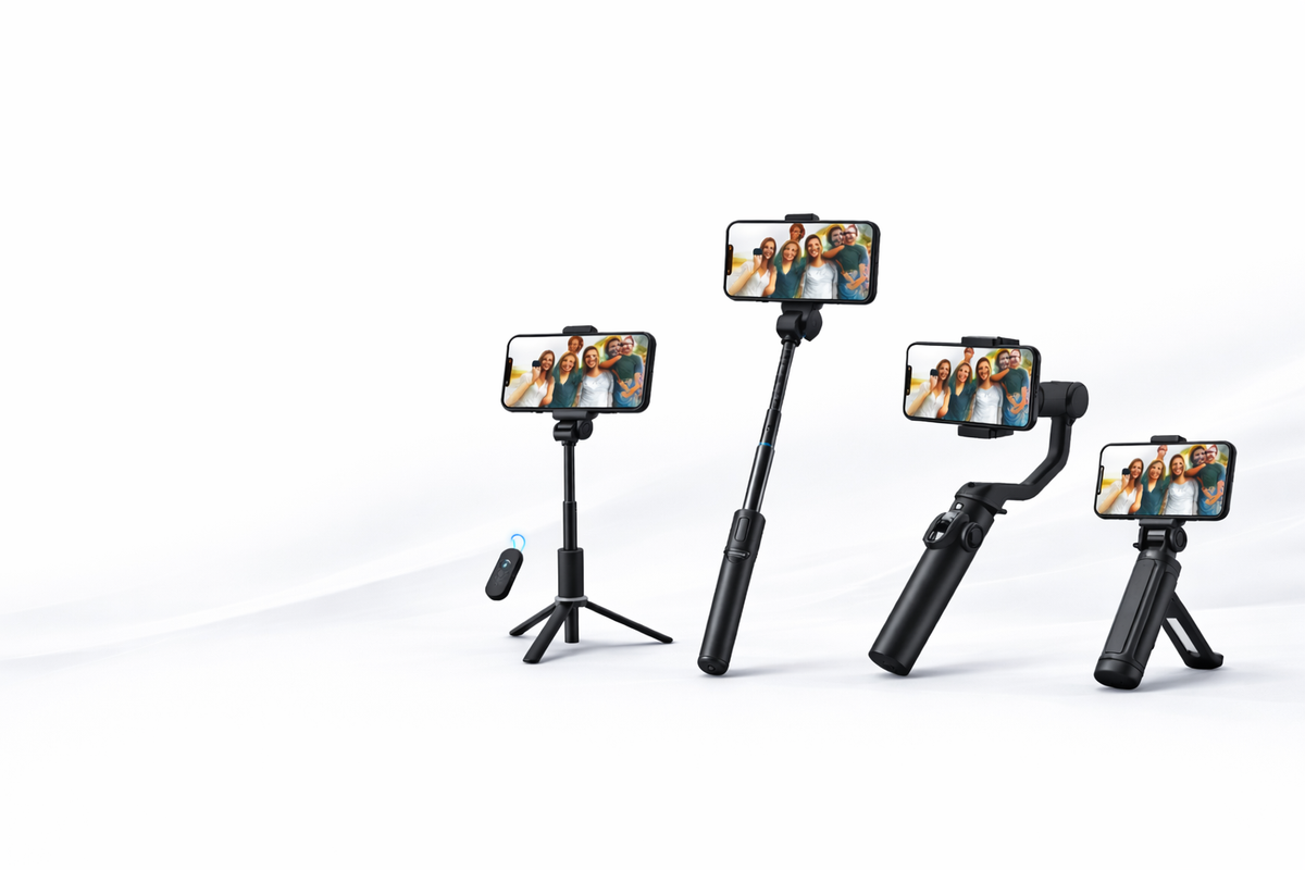 Selfie stick — praktisks un viegli lietojams statīva risinājums mobilajām ierīcēm pašbildēm, grupu foto un video.