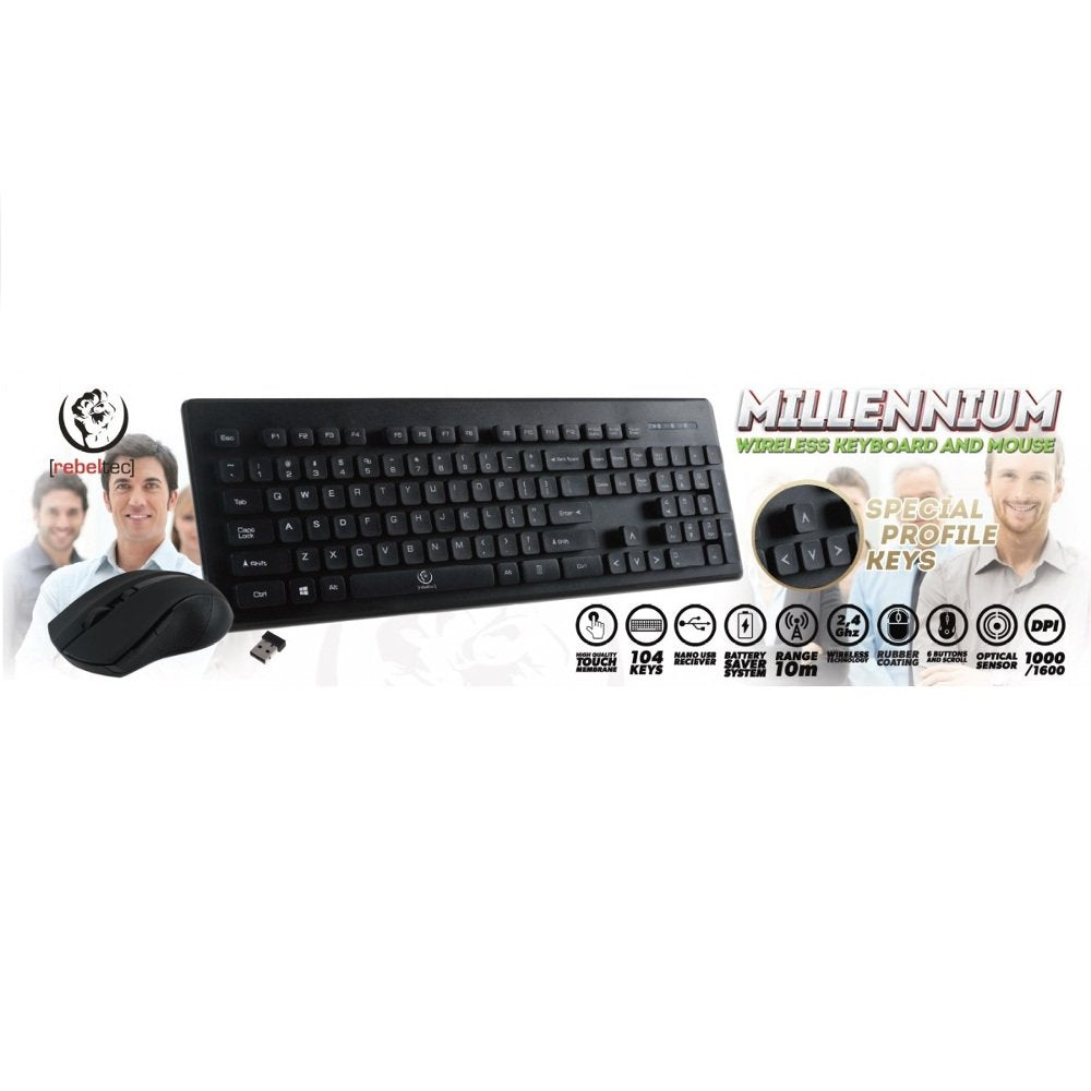 Rebeltec bezvadu tastatūra komplekts: + Millenium mouse