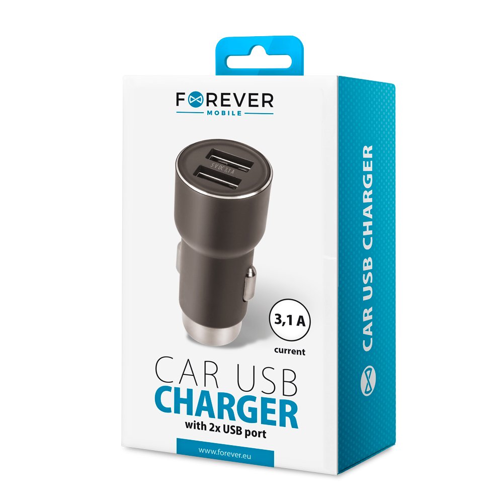 Forever auto lādētājs CC-04 2x USB 3.1A, melns