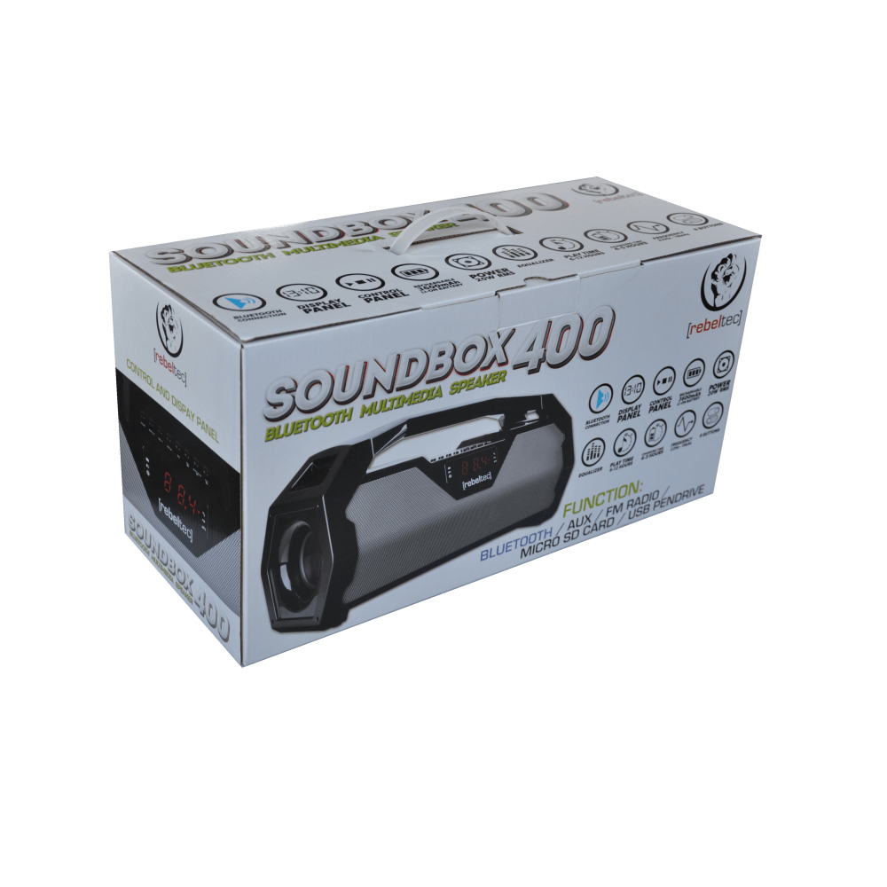 Rebeltec Bluetooth skaļrunis SoundBox 400 BT / FM / USB, pelēks