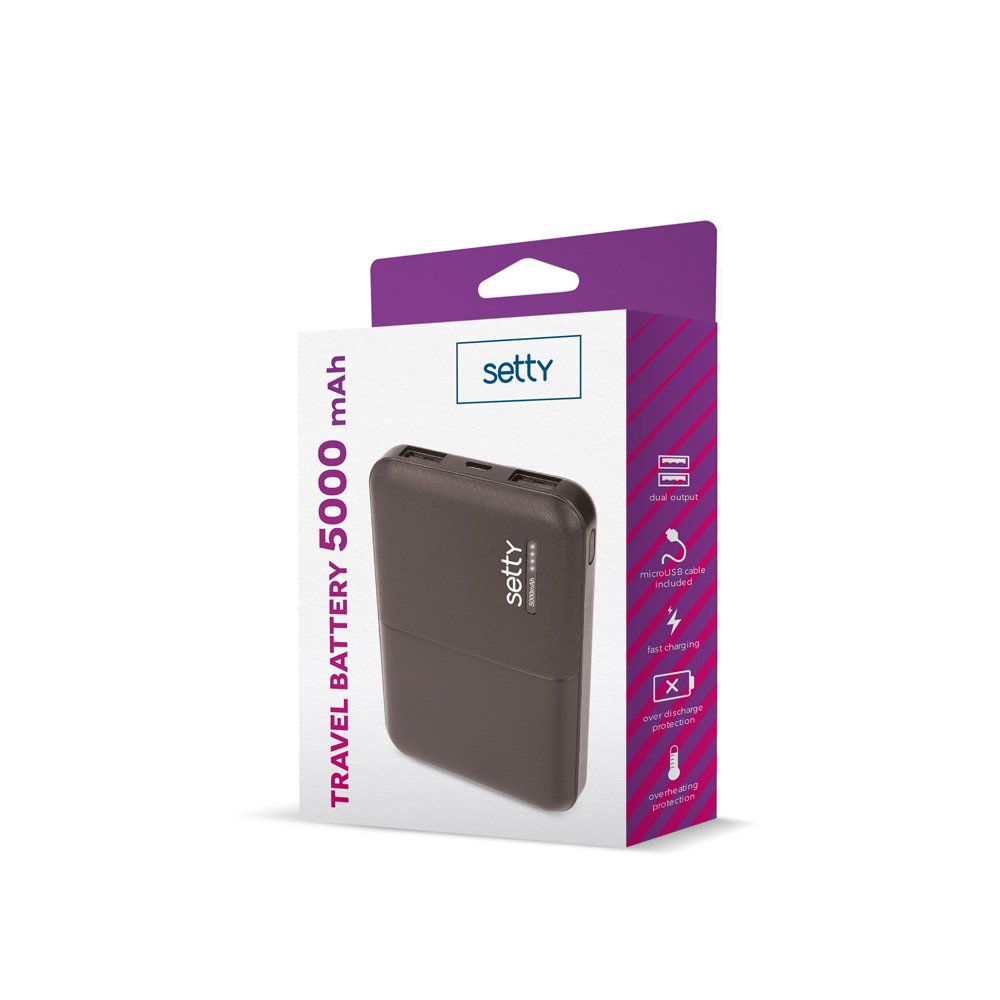 Setty ārējā baterija 5000 mAh SPB-05, melna