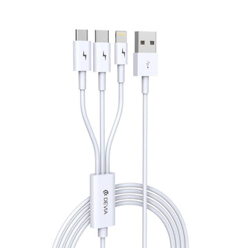 Devia kabelis 3/1 Smart EC141 USB - Lightning + USB-C + MicroUSB 1,2 m 2A balts