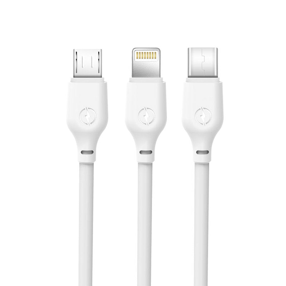 XO kabelis NB103 3/1 USB - Lightning + USB-C + microUSB 1,0 m 2,1A balts