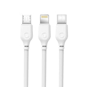 XO kabelis NB103 3/1 USB - Lightning + USB-C + microUSB 1,0 m 2,1A balts