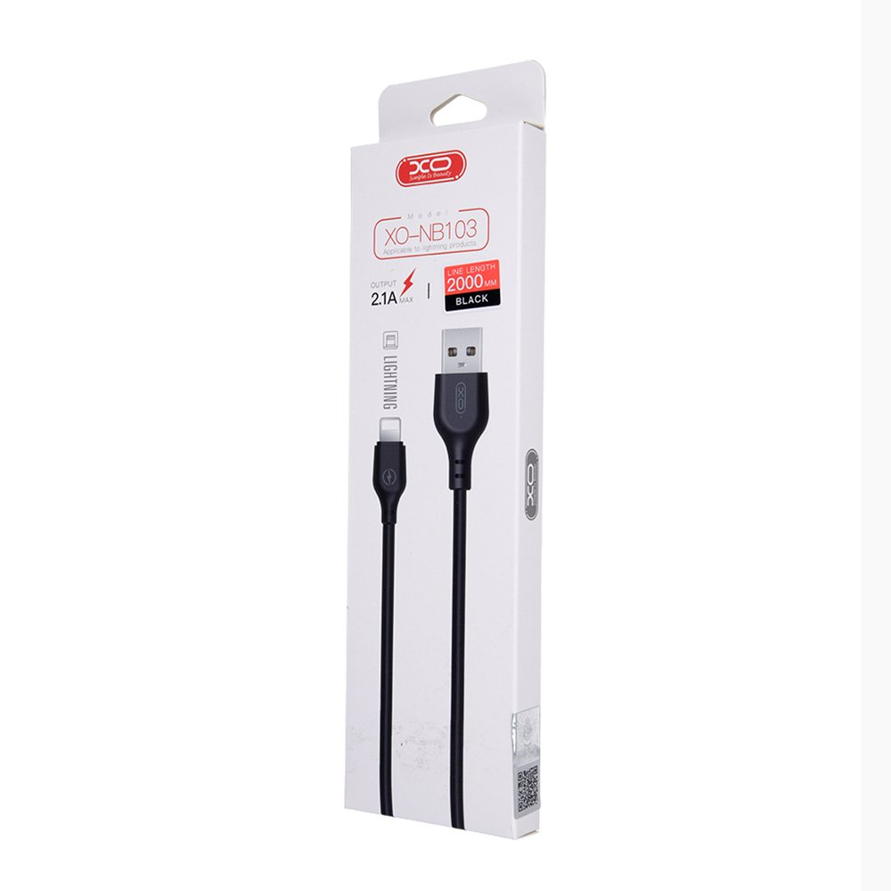 XO kabelis NB103 USB - Lightning 2,0 m 2,1A, melns