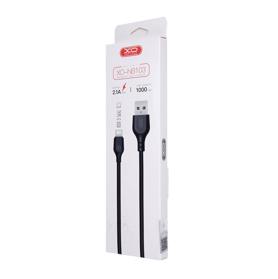 XO kabelis NB103 USB - USB-C 1,0 m 2,1A, melns