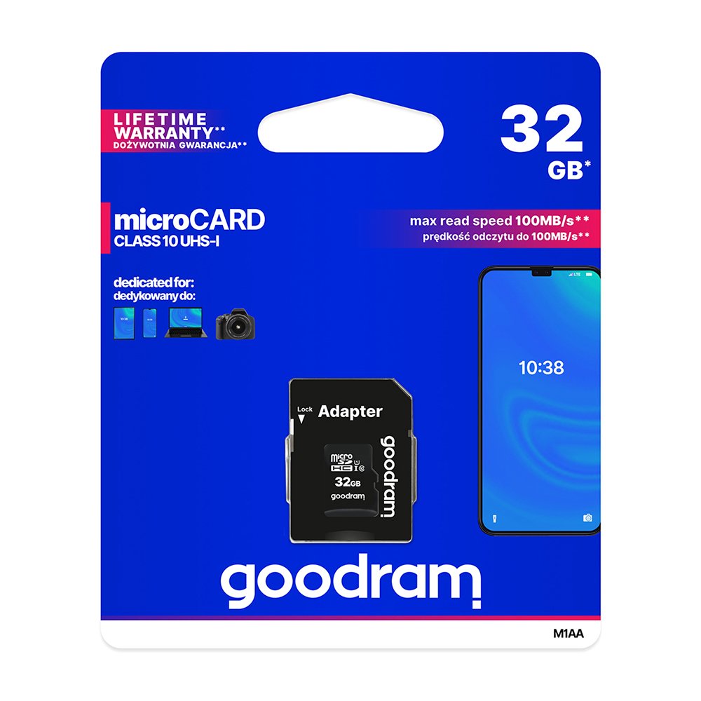 GoodRam atmiņas karte 32GB microSDHC cl. 10 UHS-I + adapteris