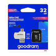 GoodRam atmiņas karte 32GB microSDHC cl. 10 UHS-I + adapteris + karšu lasītājs