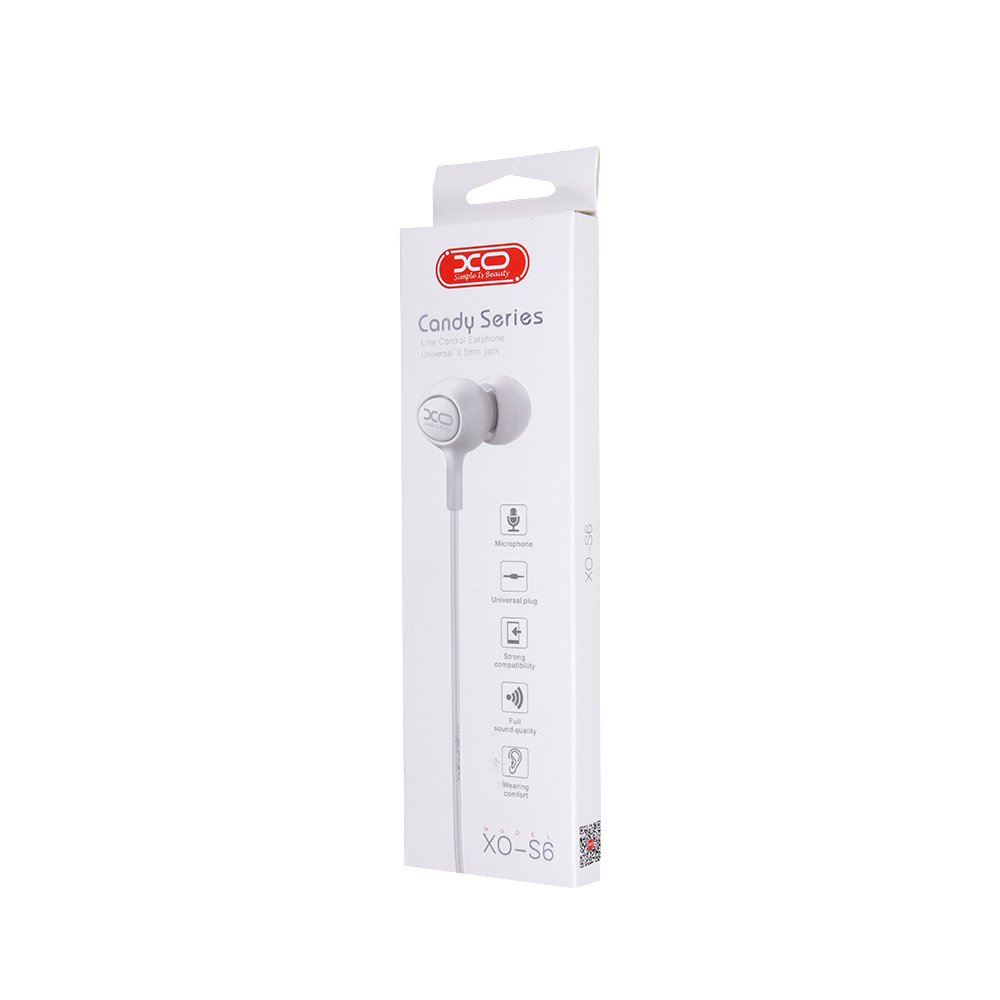 XO vadu austiņas S6 jack 3,5mm, baltas