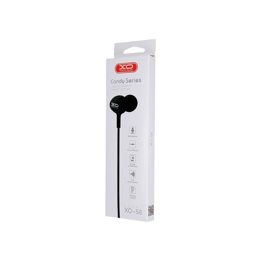XO vadu austiņas S6 jack 3,5mm, melnas