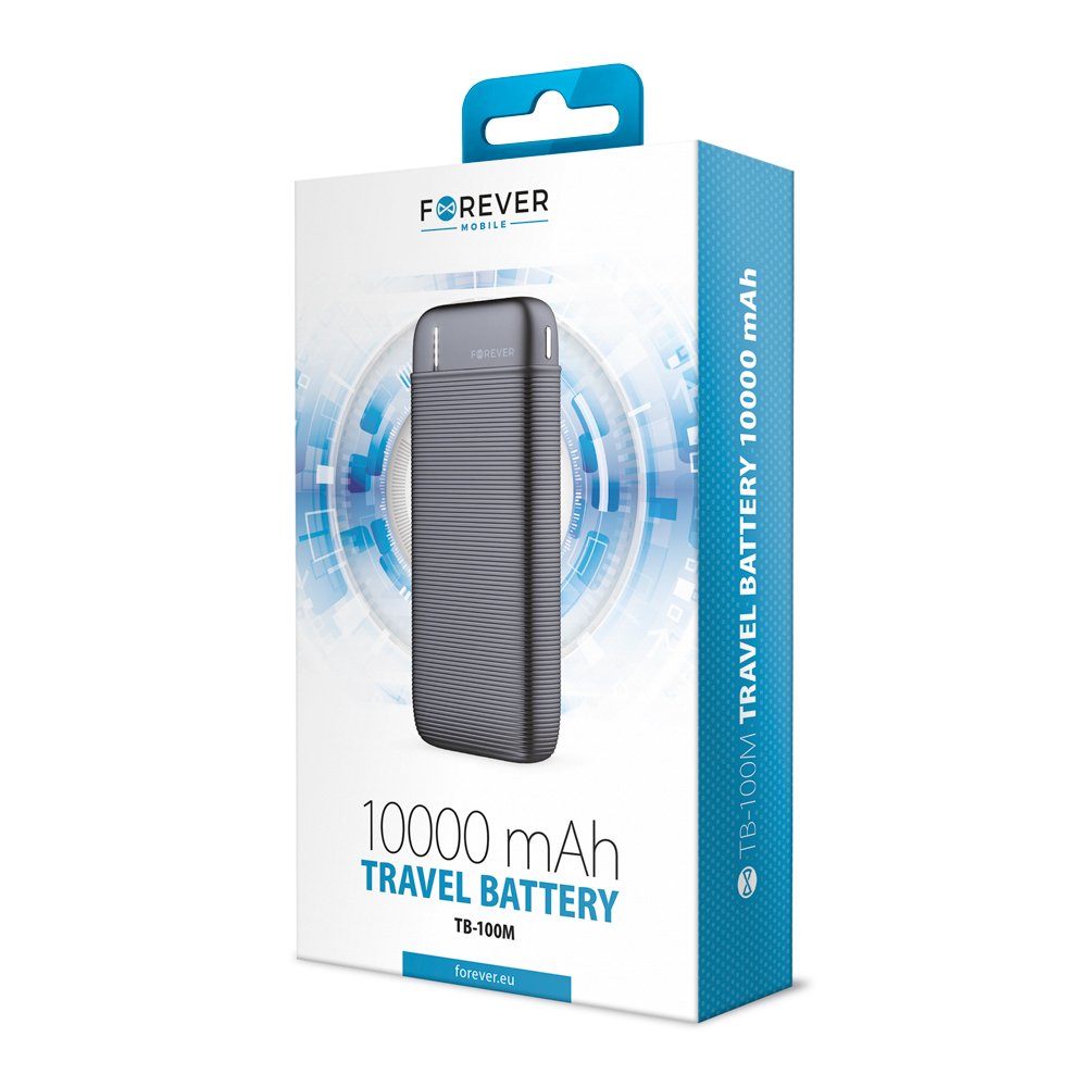 Forever ārējā baterija TB-100M 10000 mAh, melna