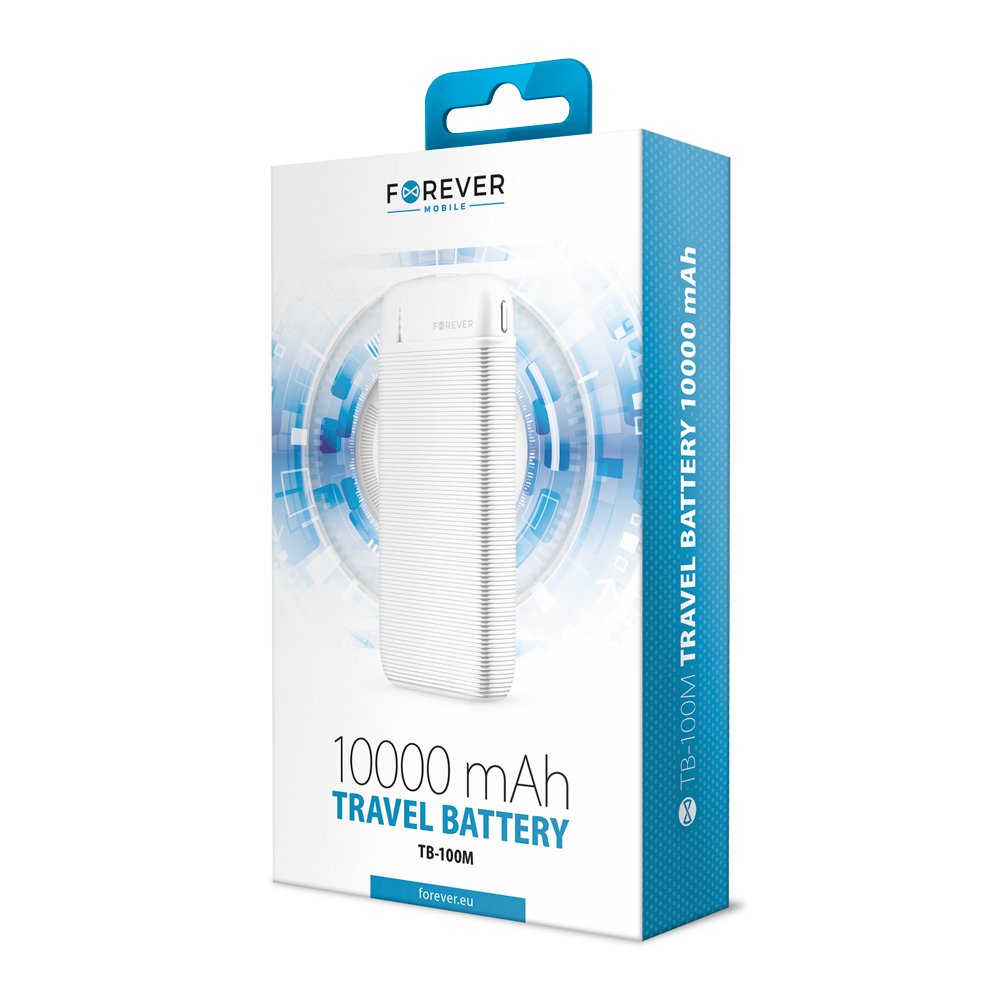 Forever ārējā baterija TB-100M 10000 mAh, balta
