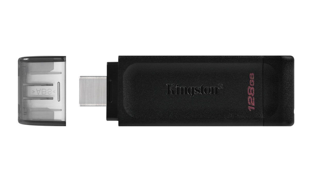 Kingston USB zibatmiņa 128GB USB-C DT70, melns
