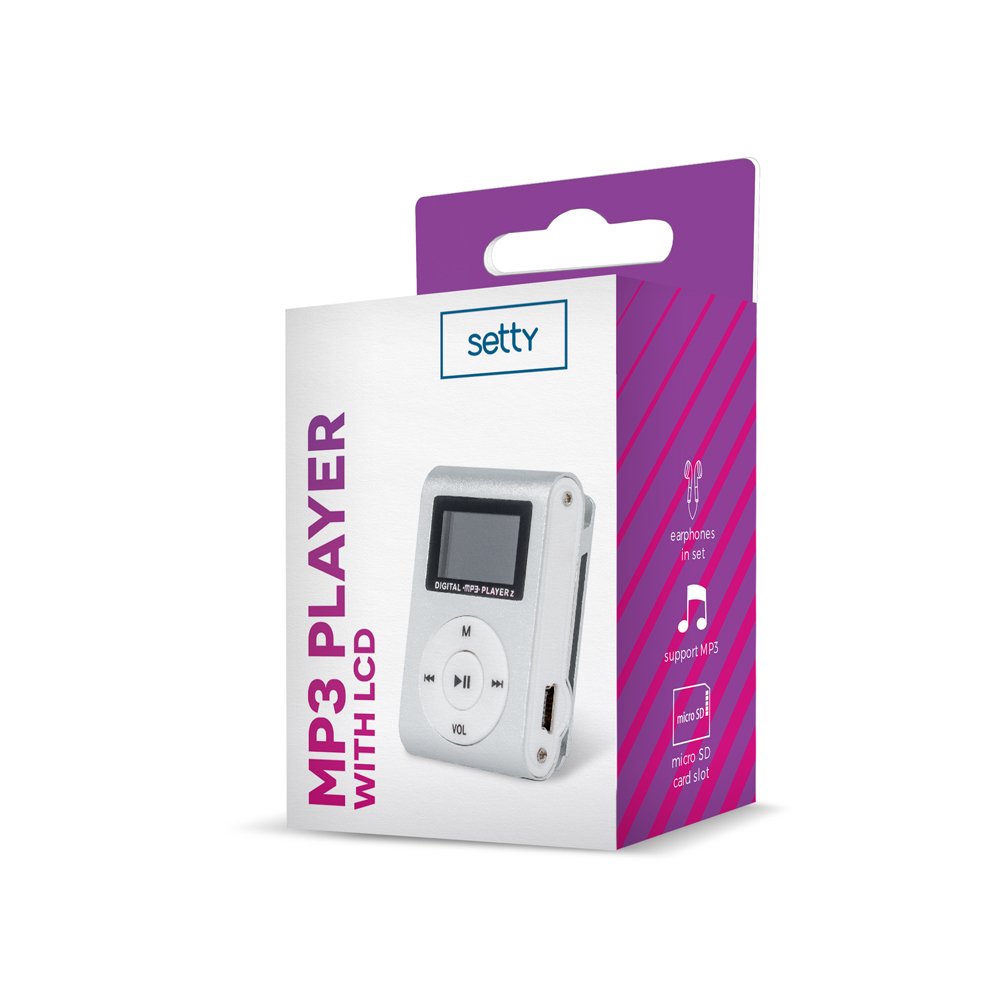 Setty austiņas MP3 ar LCD +, sudrabainas