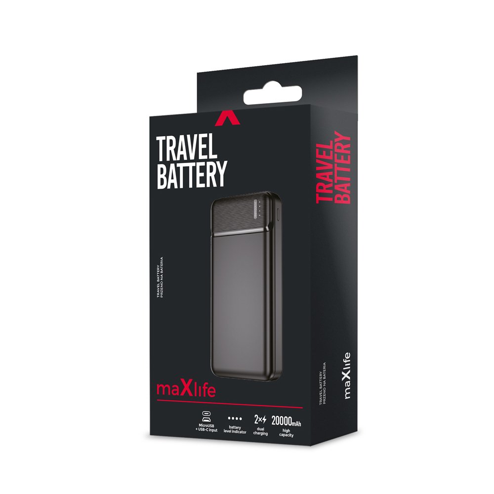 Maxlife ārējā baterija MXPB-01 20000 mAh, melna