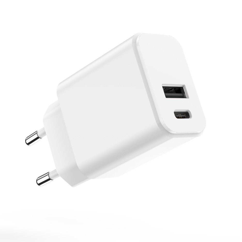 Setty lādētājs 1x USB + USB-C 3A 20W, balts