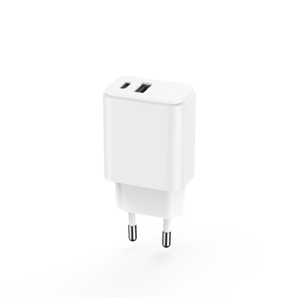 Setty lādētājs 1x USB + USB-C 3A 20W, balts