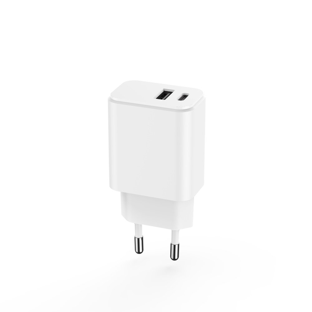 Setty lādētājs 1x USB + USB-C 3A 20W, balts