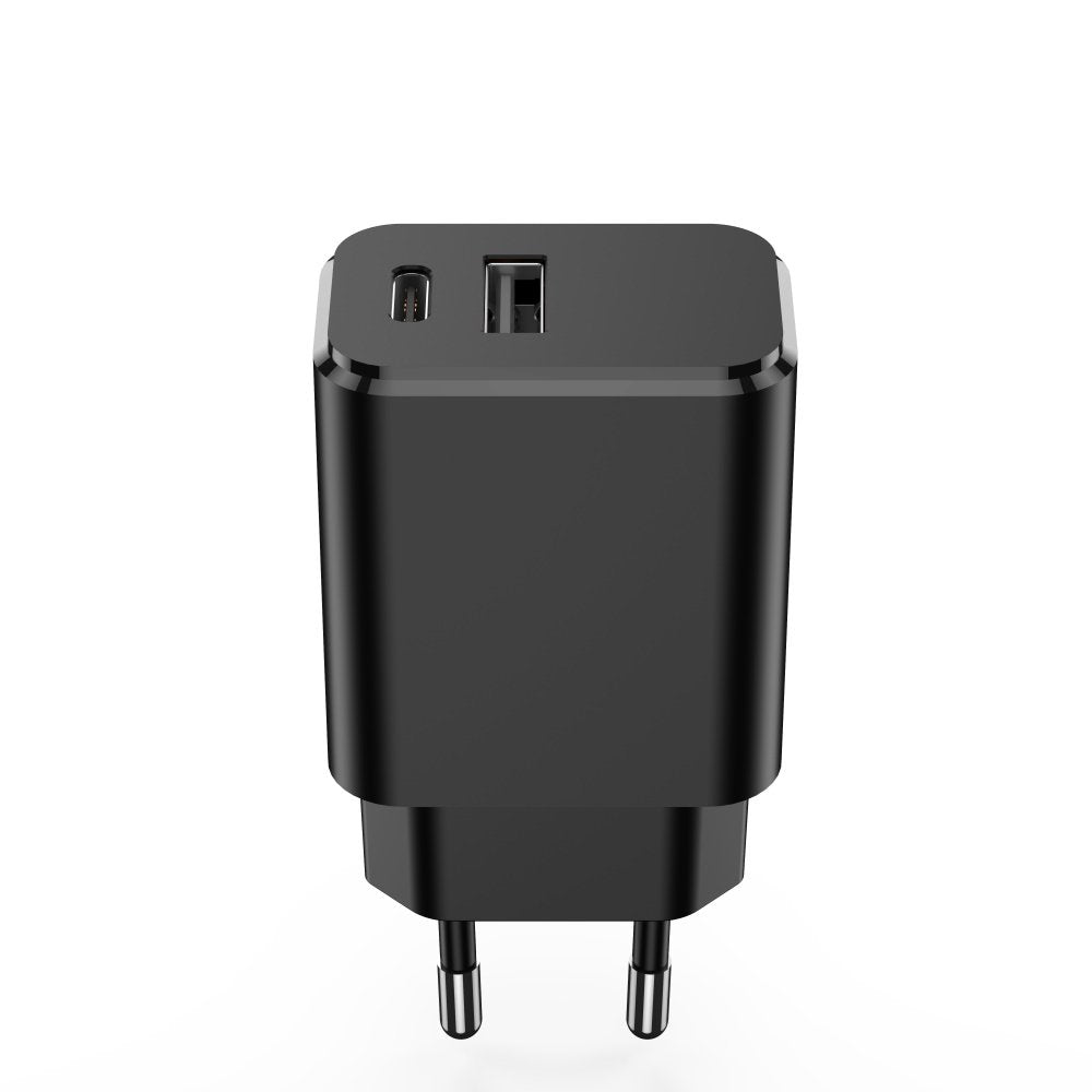 Setty lādētājs 1x USB + USB-C 3A 20W, melns