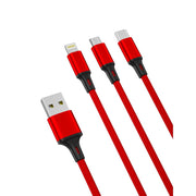 XO kabelis NB173 3/1 USB - Lightning + USB-C + microUSB 1,2 m 2,4A sarkans